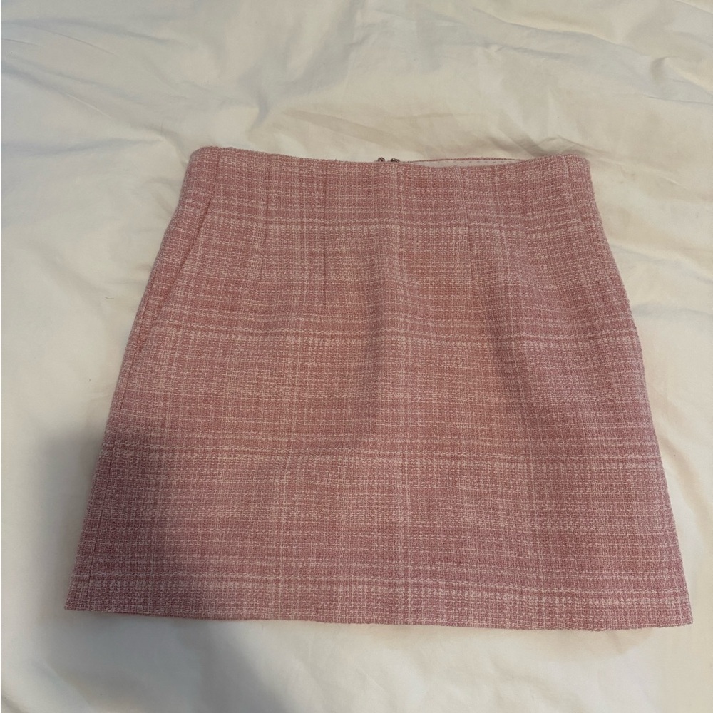 Babaton Pink Plaid Mini Skirt